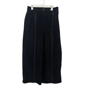 Black Velvet Corduroy Wide Leg Pants Size XL Stretch Deconstructed Grunge Emo